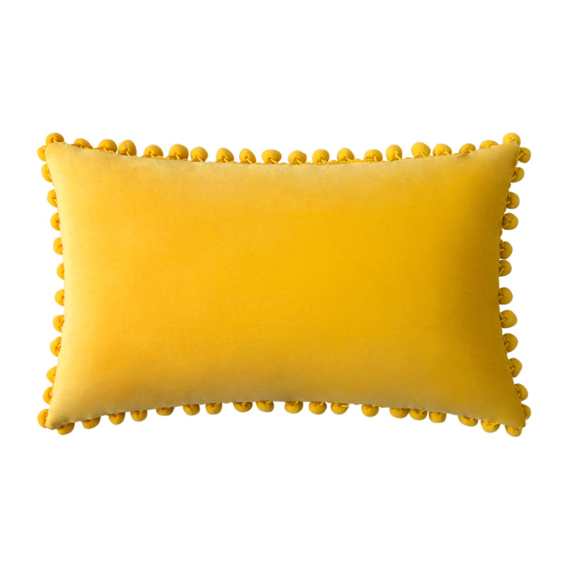 Housse de coussin en velours, Jaune, Housse de coussin seulement - sans coussin, 14 po x 20 po
