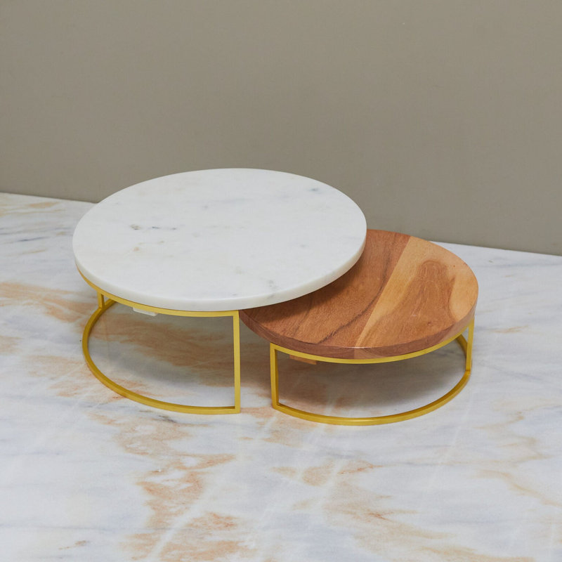 Ensemble de 2 plateaux surélevés grenat