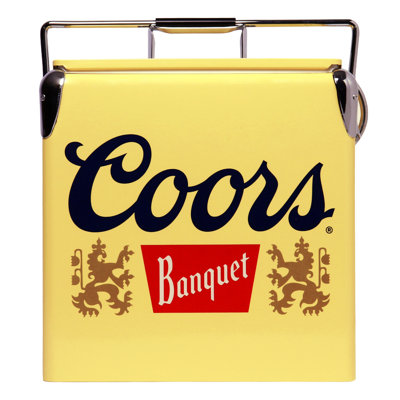 Coors Banquet Retro Ice Chest Cooler with Bottle Opener 13L (14 qt), Yellow and Silver