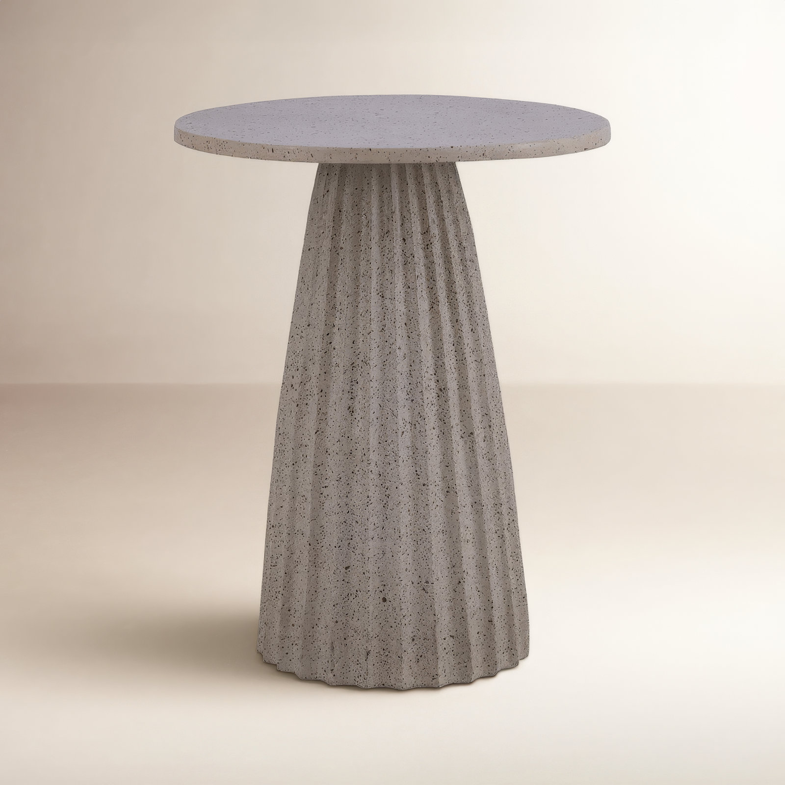 Aluminum Side Table W/Chisel Texture Base, Beige Top/Brown Base, 20" H x 16" W x 16" D