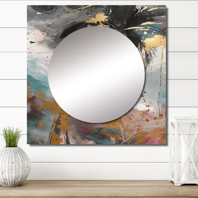 Persse - Grand miroir mural carré à motif floral pour chambre, 23 po x 23 po