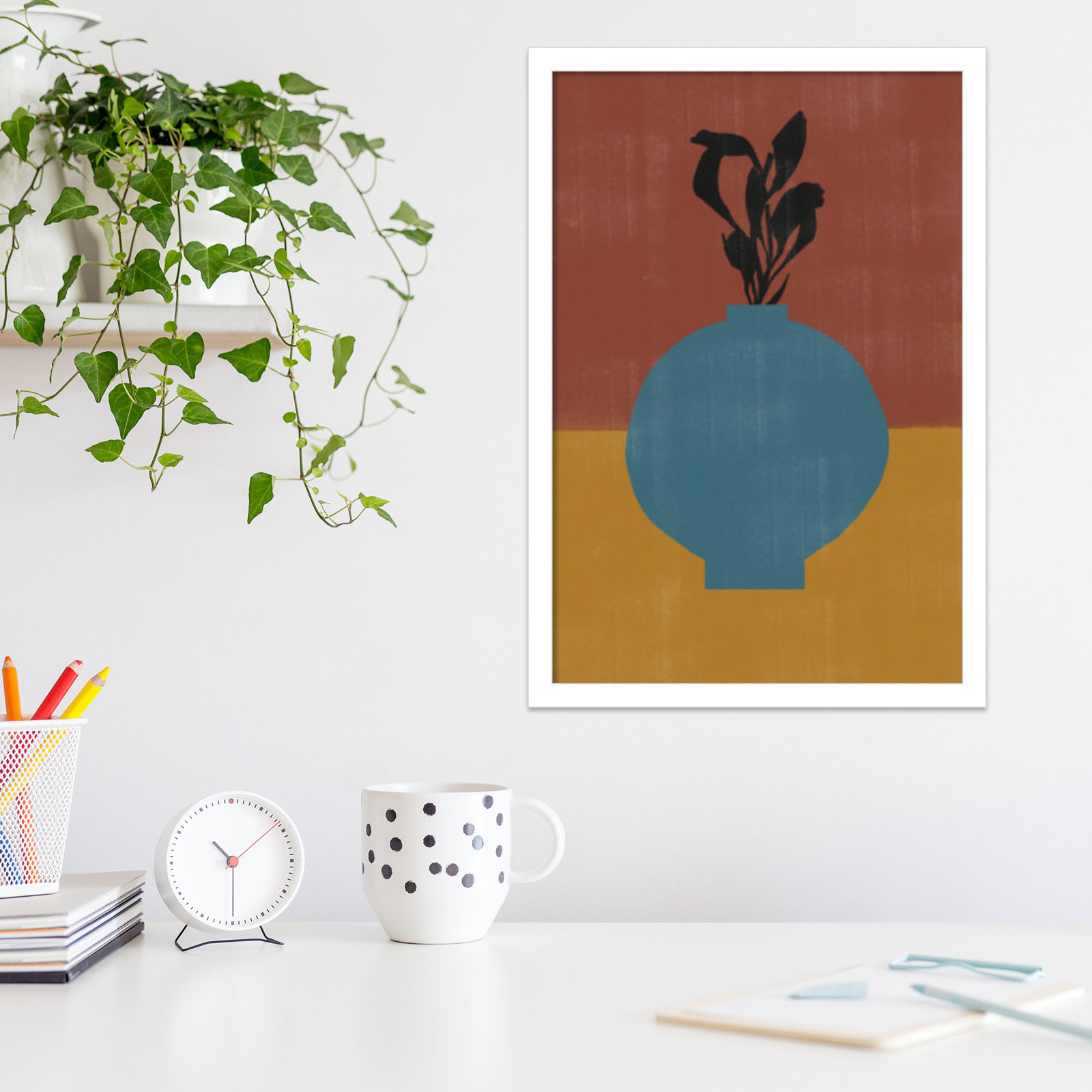 Fredi Vase No 9 by The MIUUS STUDIO - Framed Print Art, Black, 21" H x 15" W x 1" D