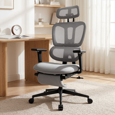 Ergonomic Executive Office Chair with Footrest, High Back Mesh Desk Chair with Dynamic Lumbar Support & Adjustable Headrest, Reclining Computer Chair for Home Office，350LBS
