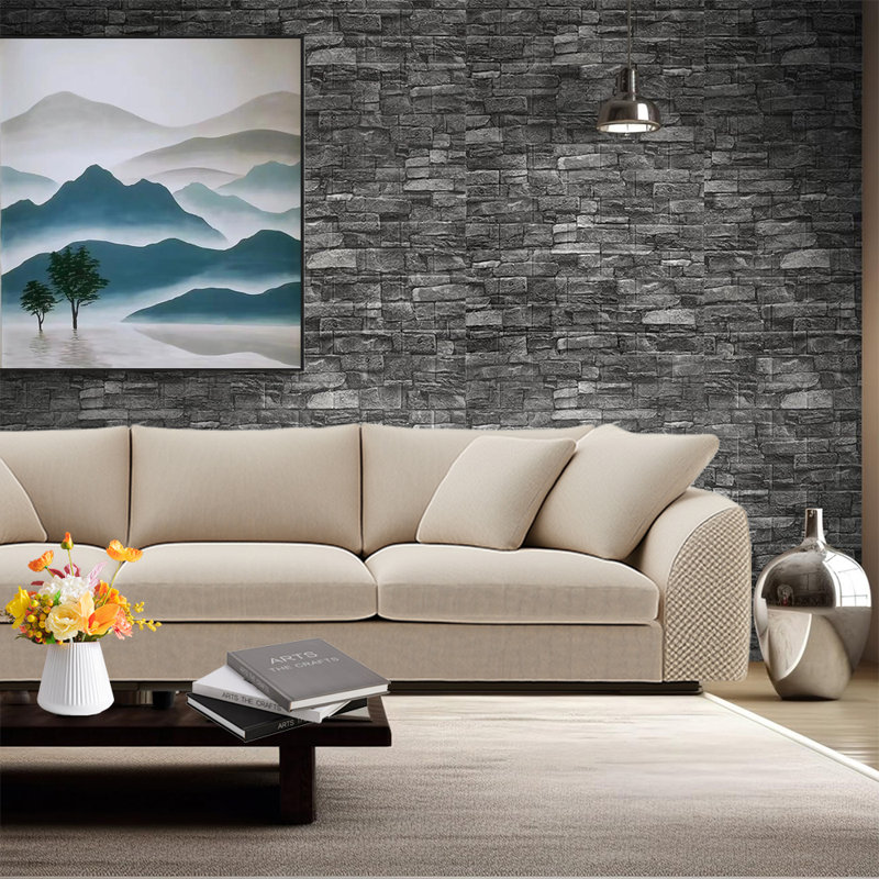 40 autocollants de carrelage mural effet marbre 40 pièces Papier peint imperméable, Noir