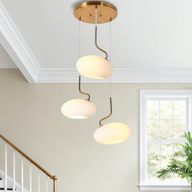 3 - Light Modern Coloured Glass Cluster Pendant UL Certified