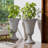 2-Pack Petal Shaped Pedestal Planters, 23.6" Tall Outdoor Flower Pots With Solid Base, Elegant Pattern, Weather-Resistant HDPE-116832548
