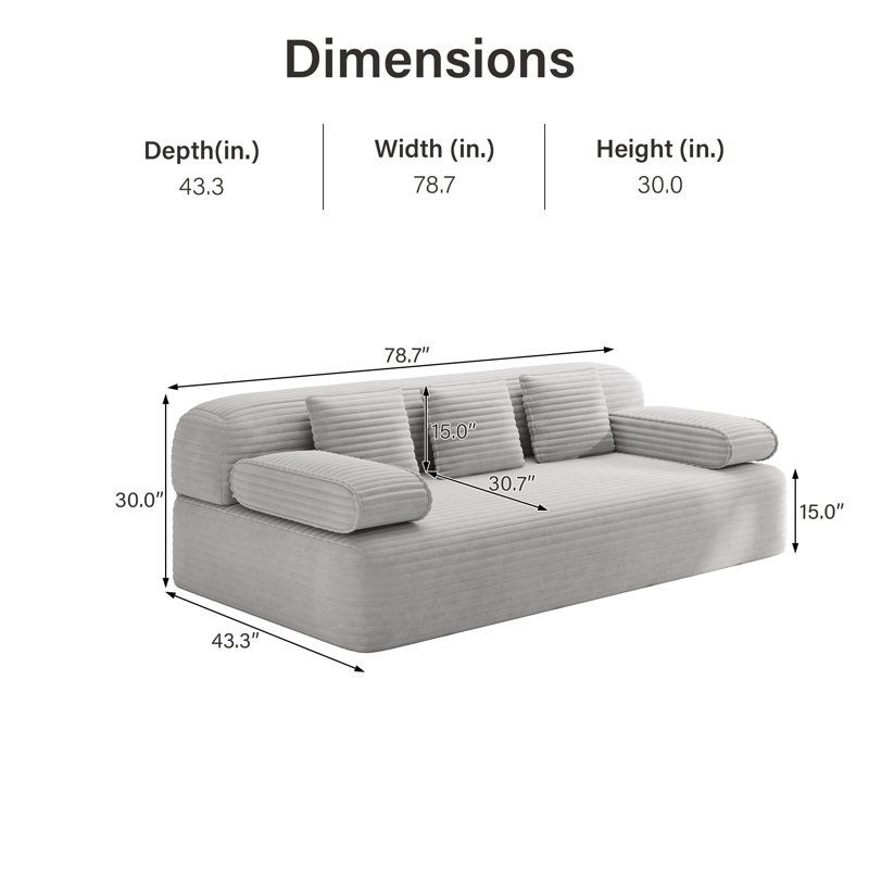 Canapé-lit Boneless Frameless 2-en-1 convertible, Gris