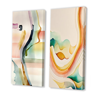 «Multi-Color Abstract Waves», 2 pièces sur toile