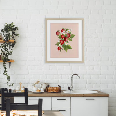 «Cottage Garden Strawberries», reproduction encadrée sous verre, conception de Diane Neukirch