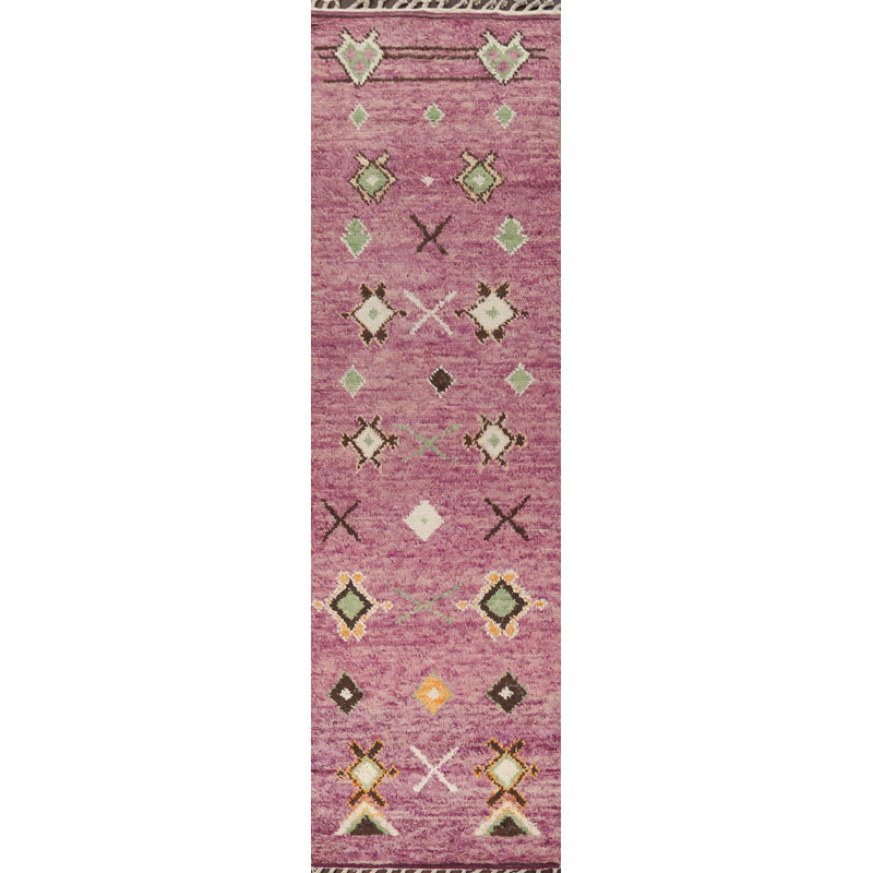 One-of-a-Kind 2'11" X 12'9" New Age Runner Wool Area Rug in Purple