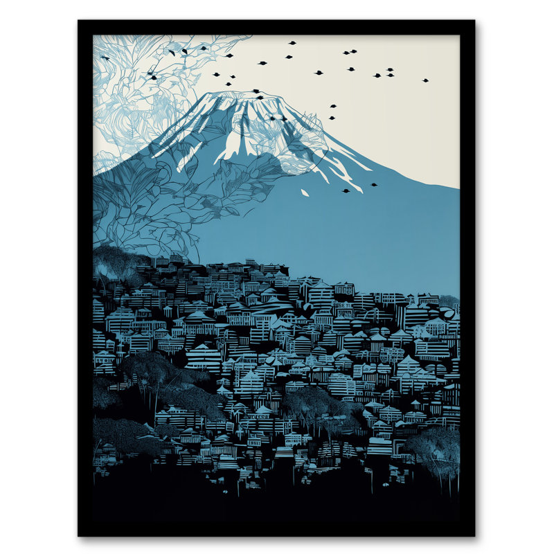 Snow Capped Mount Fuji And Fujiyoshida City Elegant - Single Picture Frame Print