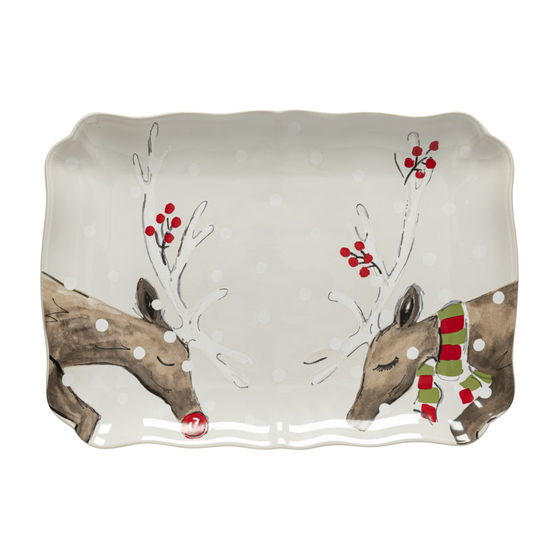 Deer Friends Stoneware Platter