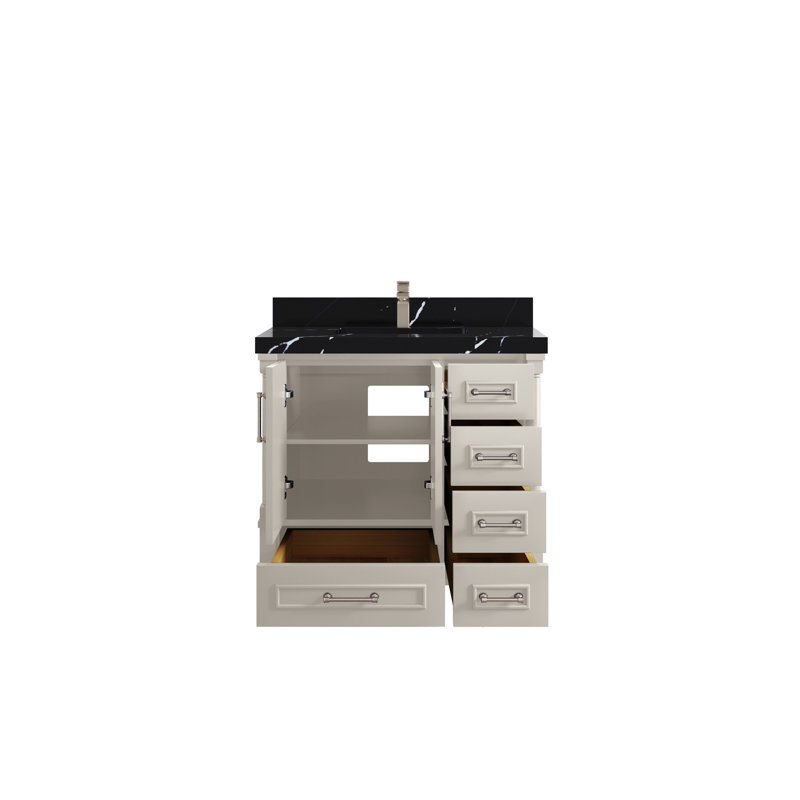 Aberdeen X P 22 po Meuble-lavabo central D Quartz noir Calacatta