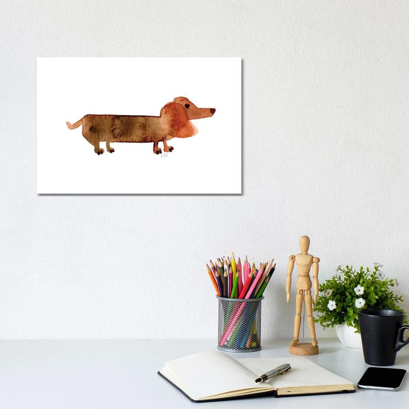Dachshund by Sara Franklin - Wrapped Canvas Painting, 20.32 cm H x 30.48 cm W