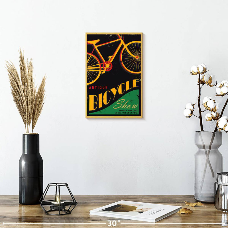 Affiche rétro de bicyclette, H 12 po x l 8 po