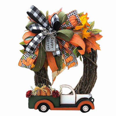 Décoration de porte de citrouille d'automne