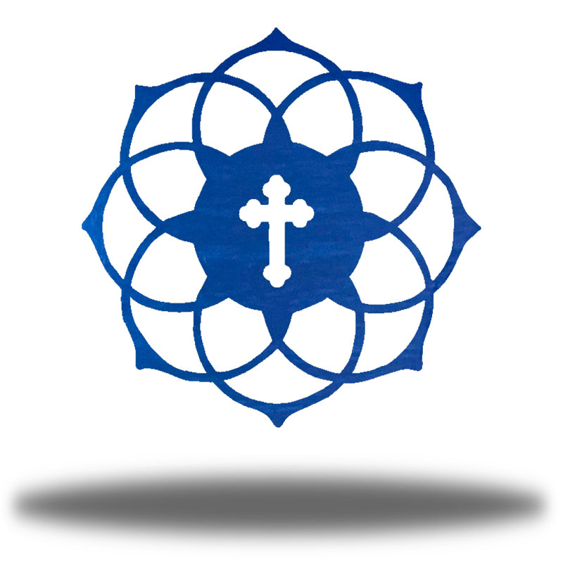 Décoration murale croix de mandala, H 24 po x l 24 po x P 0,06 po, Bleu