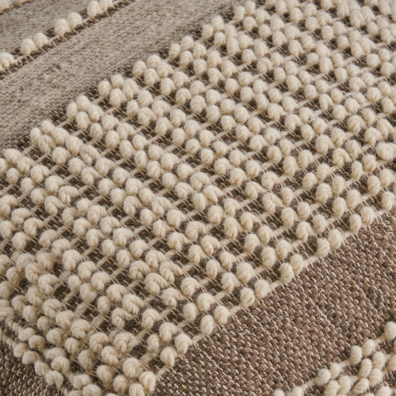 Wool And Cotton Upholstered Large Pouf Ottoman