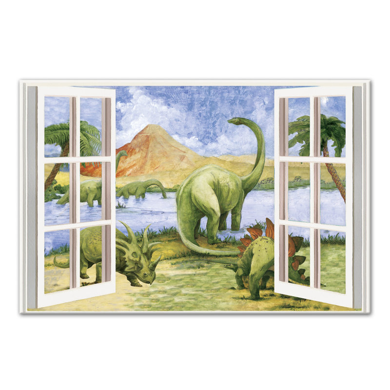 Art sur toile pour fenêtre dinosaure Mccasland, H 12 po x l 18 po x P 1,25 po