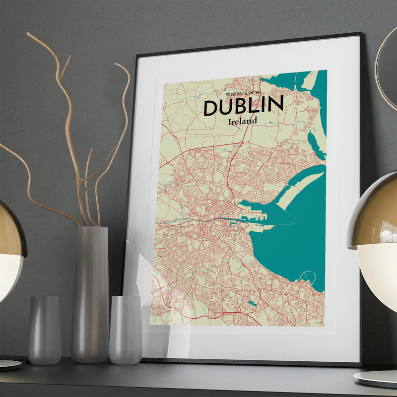 Dublin City Map In Tricolour - No Frame Print, 36cm H x 24cm W x 0.05cm D