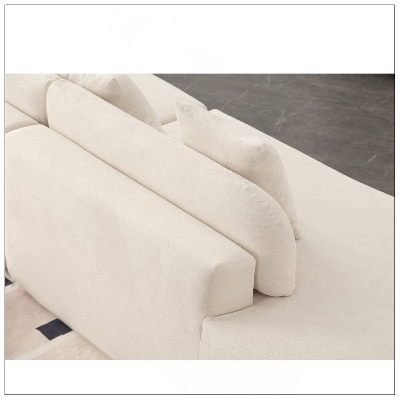 Canapé combiné moderne incurvé, canapé en tissu éponge, canapé minimaliste dans le salon, appartement, aucun assemblage requis, trois coussins