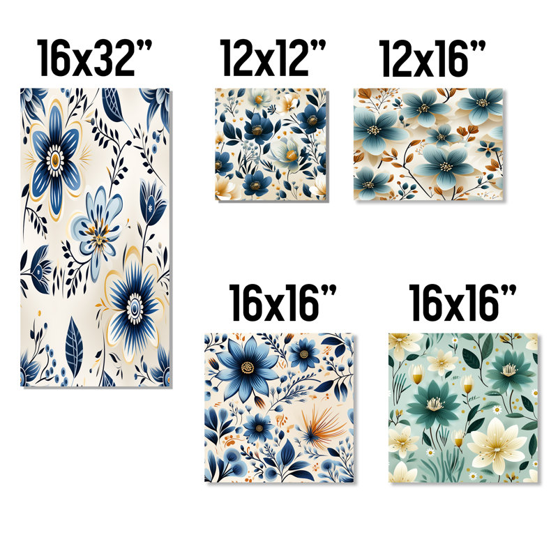 Lorimier - Ensemble de 5 reproductions d'art sur toile florales, Toile tendue