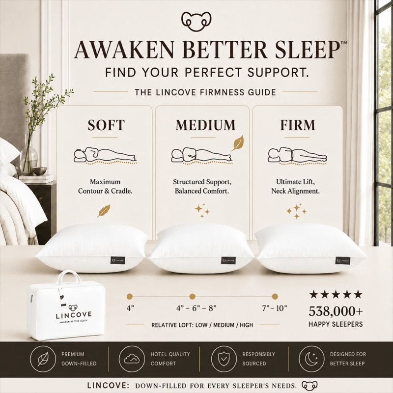 Signature Canadian Down Bed Pillow, 800 Fill Power, Cotton Sateen Shell, Standard, Soft, 1 Pack, Standard