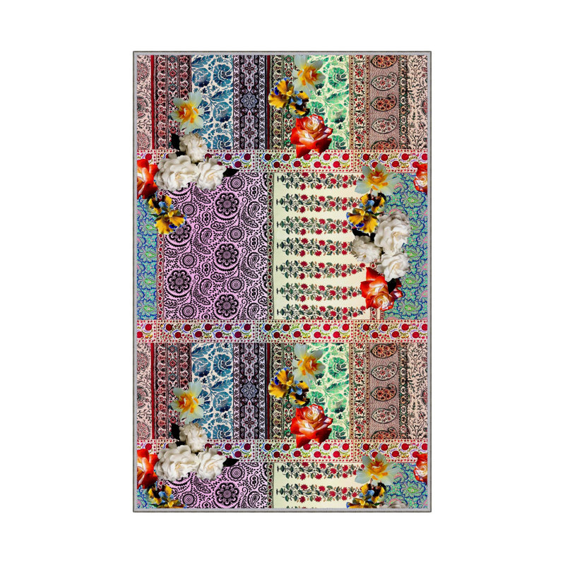 Antibacterial Hall Carpet (2.6 x 6.6 Ft) | 100% Polyester, 0.4 in Pile Height | Non-Slip PVC Dot Underside, Machine Washable | 3D Digital Printing, Durable & Stylish for Entryways, Living Rooms & More