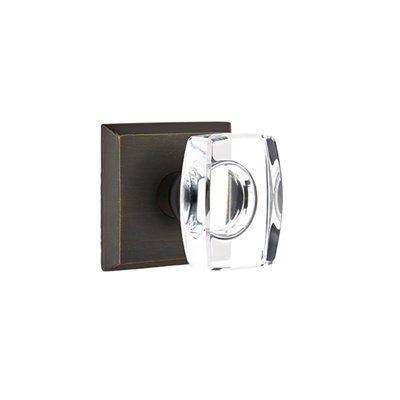 Ensemble de boutons de passage Emtek avec rosette Sandcast # 6 et bouton en verre Windsor