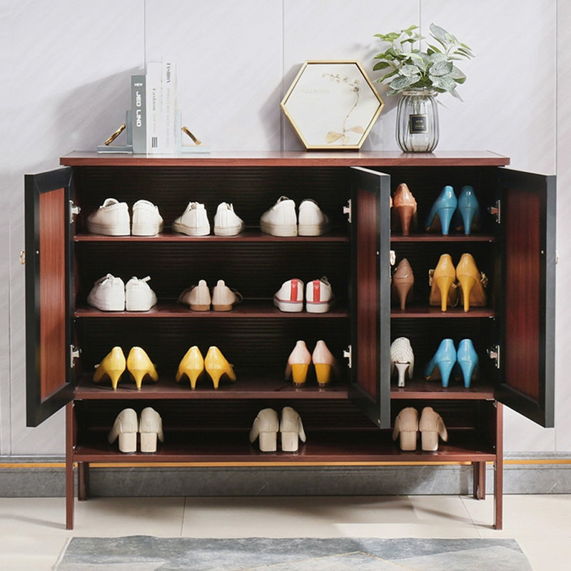 Rangement pour chaussures en alliage d'aluminium noyer