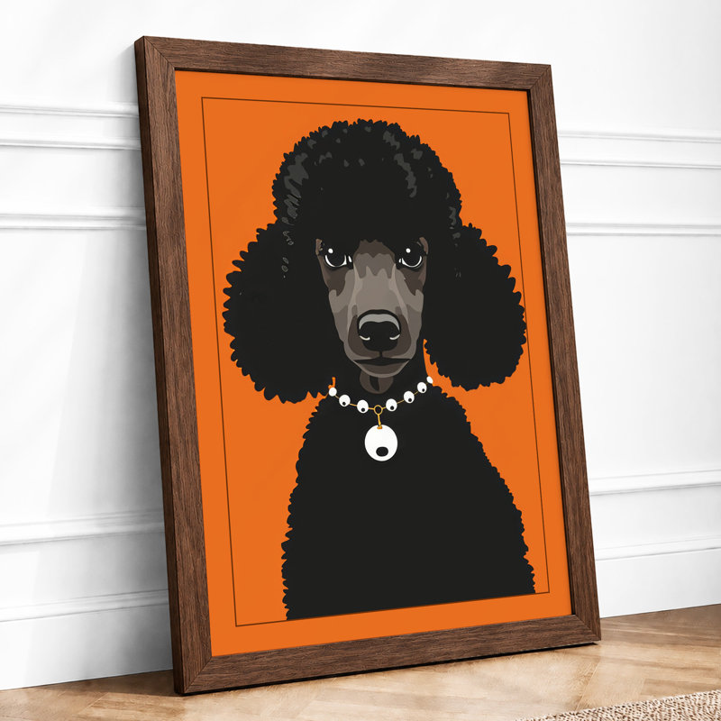Fashionable Poodle Modern - Framed Print, A4 - 29.7 x 21.0 cm, Walnut