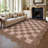 Washable Scalloped Rug Modern Checkerboard Rug Non Slip, Soft Non Shedding Thin Carpet, Indoor Low Pile Foldable Carpet, Contemporary Printed Mat for Living Room Bedroom-998002738