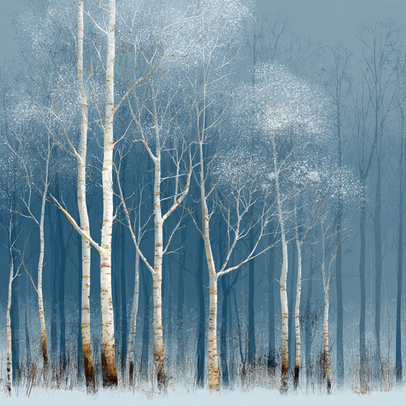 Art mural en toile Frosted Birch Glow, H 12 po x l 12 po