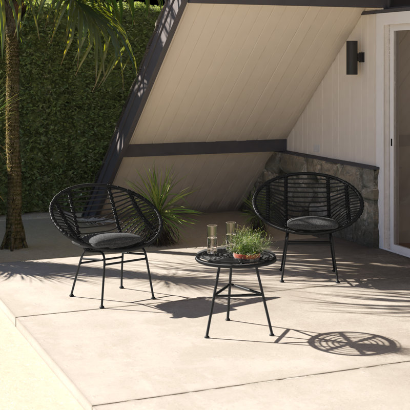2 - Person Patio Conversation Set with Cushions, Gray Frame/Dark Gray Cushion