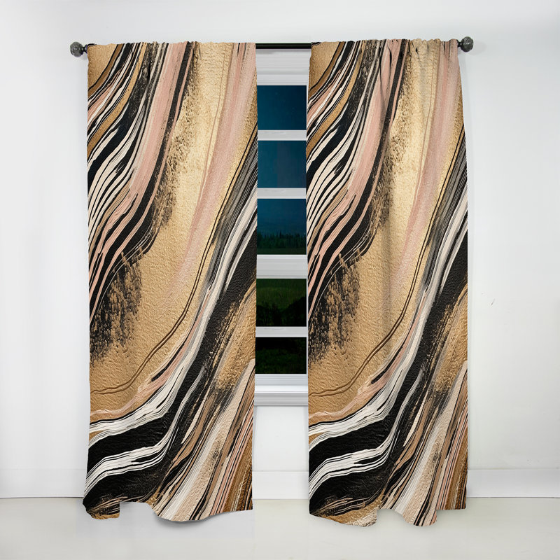 Doone - Gold Embracing Essence Of Lines II - Modern Velvet Curtain - Room Darkening - 1 panel, 52" W x 95" L