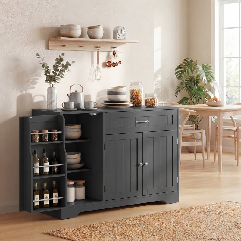 Buffet buffet, petit garde-manger avec porte-outils noir, Noir