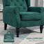 Fauteuil d'appoint capitonné à boutons avec haut dossier à oreilles, accoudoirs rembourrés arrondis et siège rembourré épais, vert foncé-1135378650