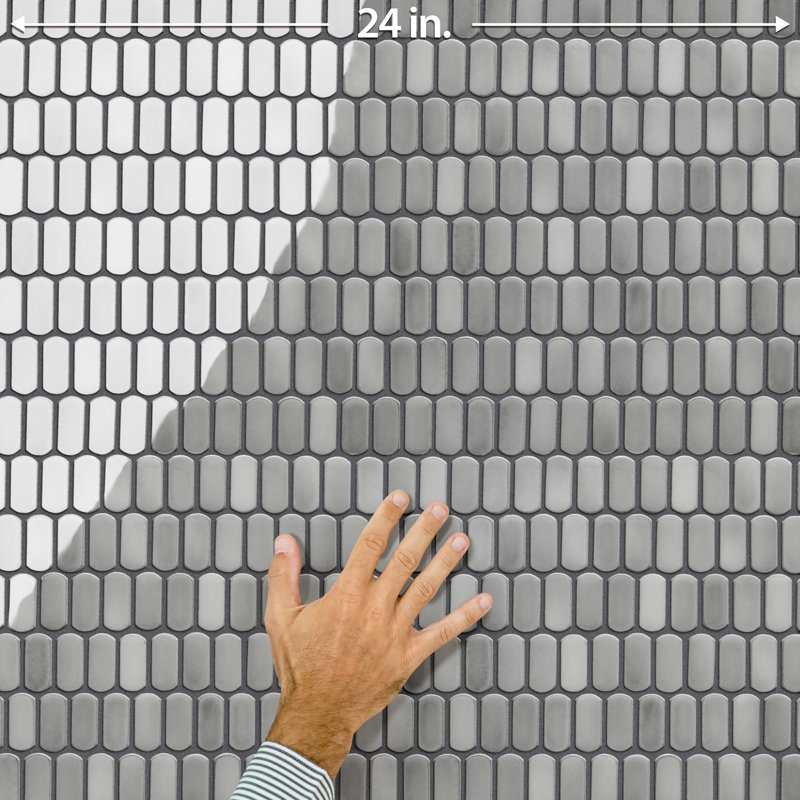 Hudson Capsule 12-1/4 In. X 13-1/8 In. Porcelain Mosaic Tile, Grey Eye