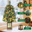 Petit arbre de Noël de 3 pi avec lumières et pot rétro pour les décorations de fêtes d'entrée de bureau à domicile