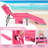Outdoor Beach Lounge Chair Folding Chaise Lounge with Pillow Light Pink-558703988