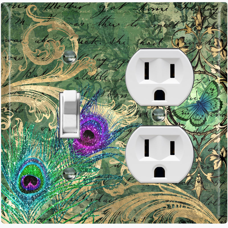 Patterned 3 - Gang Standard Combination Wall Plate, Dark Green