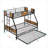 Matte Black Twin Over Full Metal Bunk Bed with Trundle, Two-Side Ladder, Full-Length Guardrail for Small Kids Bedrooms