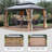 10' X 14' Heavy Duty Permanent Hardtop Gazebo, Aluminum Frame Pavilion With Galvanized Steel Double Roof