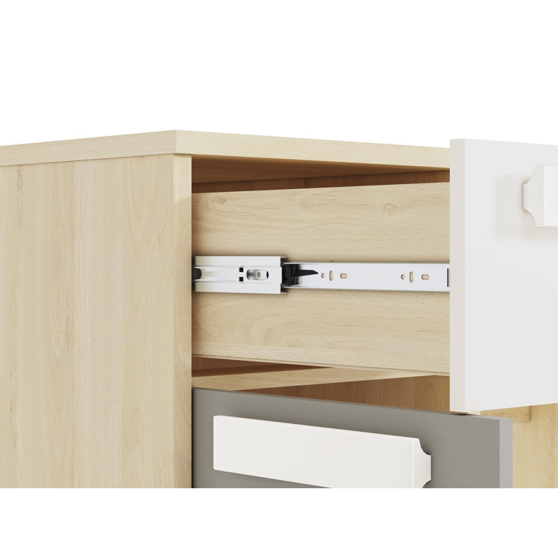 Azani Solid Wood Base Writing Desk, Natural/Platinum Grey