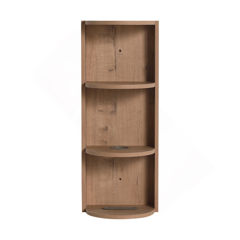 12" Bathroom Wall-Mounted Storage Rack, Float Mounting Design, Imitative Oak