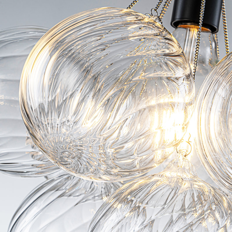 Ahona 1 - Light Dimmable Bubble Glass Globes Semi Flush Mount Light（Bulb Included), Transparent, Matte Black