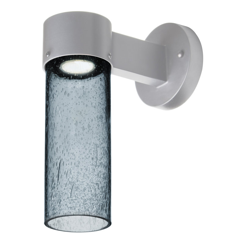 Applique murale à bras d’extérieur 1 ampoule Cattalina, Argent, H 11,5 po x l 5 po x P 8,5 po, Bleu