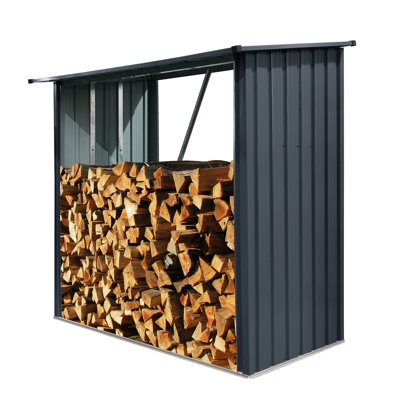 Outdoor Metal Firewood Holder - And Long-Lasting 34.86" X 60.67 Lumber Rack Galvanized Steel For Durability 86.63" Length