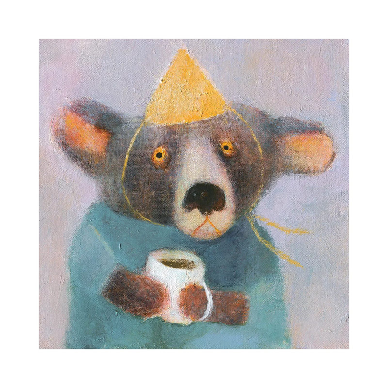 The Bear With Cup Of Coffee By Natalia Shaloshvili - Wrapped Canvas Painting by Natalia Shaloshvili - Wrapped Canvas Painting