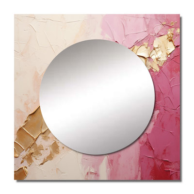 Ruark - Pink Gold Minimalism Poteries I Abstract Spirals Square Mirror For Wall Art Decor